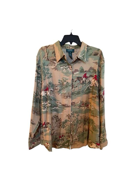 Lauren Ralph Lauren Tops - Ralph Lauren Equestrian horse dog  Fox Hunt Shirt Wool Blend sz 2X RARE
